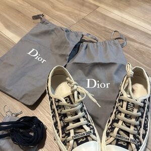 Dior Blue and Cream Canvas Sneakers